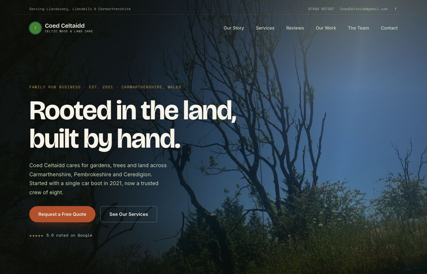 Coed Celtaidd website homepage